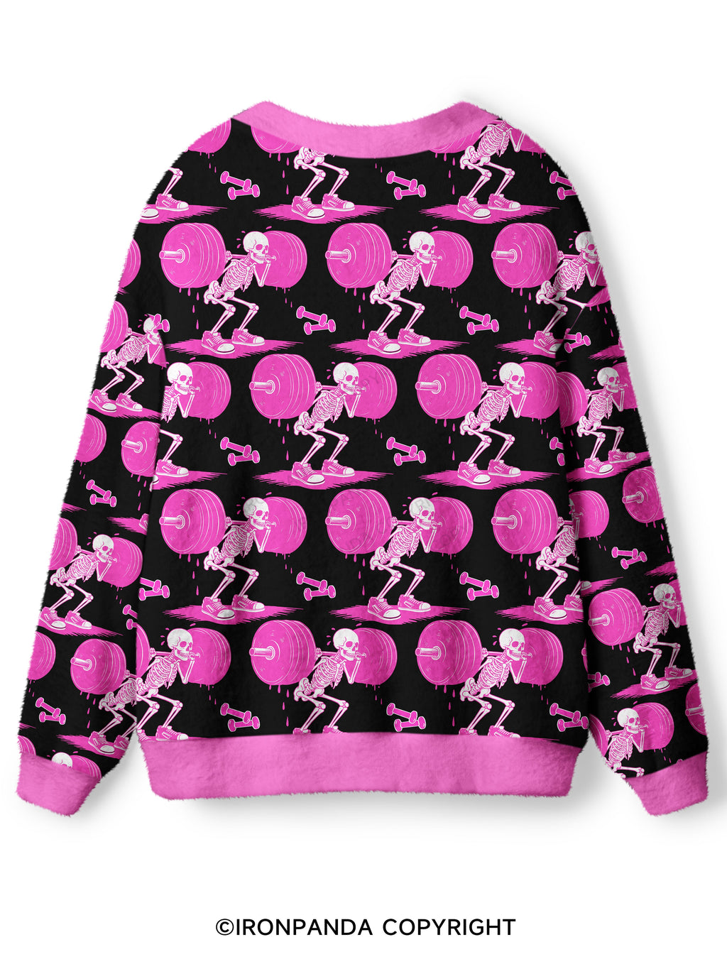 Pink Goth Gym Skeleton Ugly Cardigan Sweater
