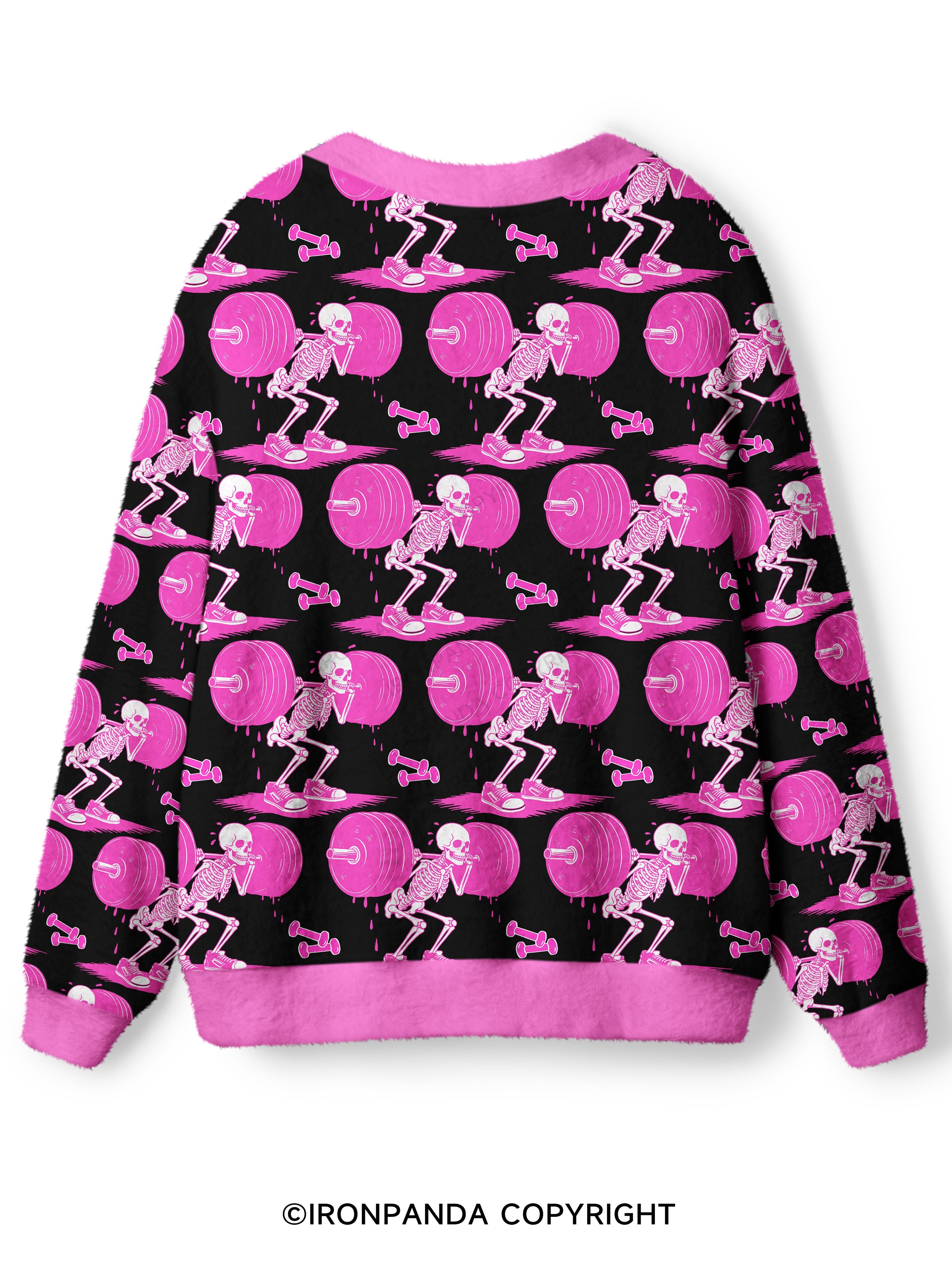 Pink Goth Gym Skeleton Ugly Cardigan Sweater