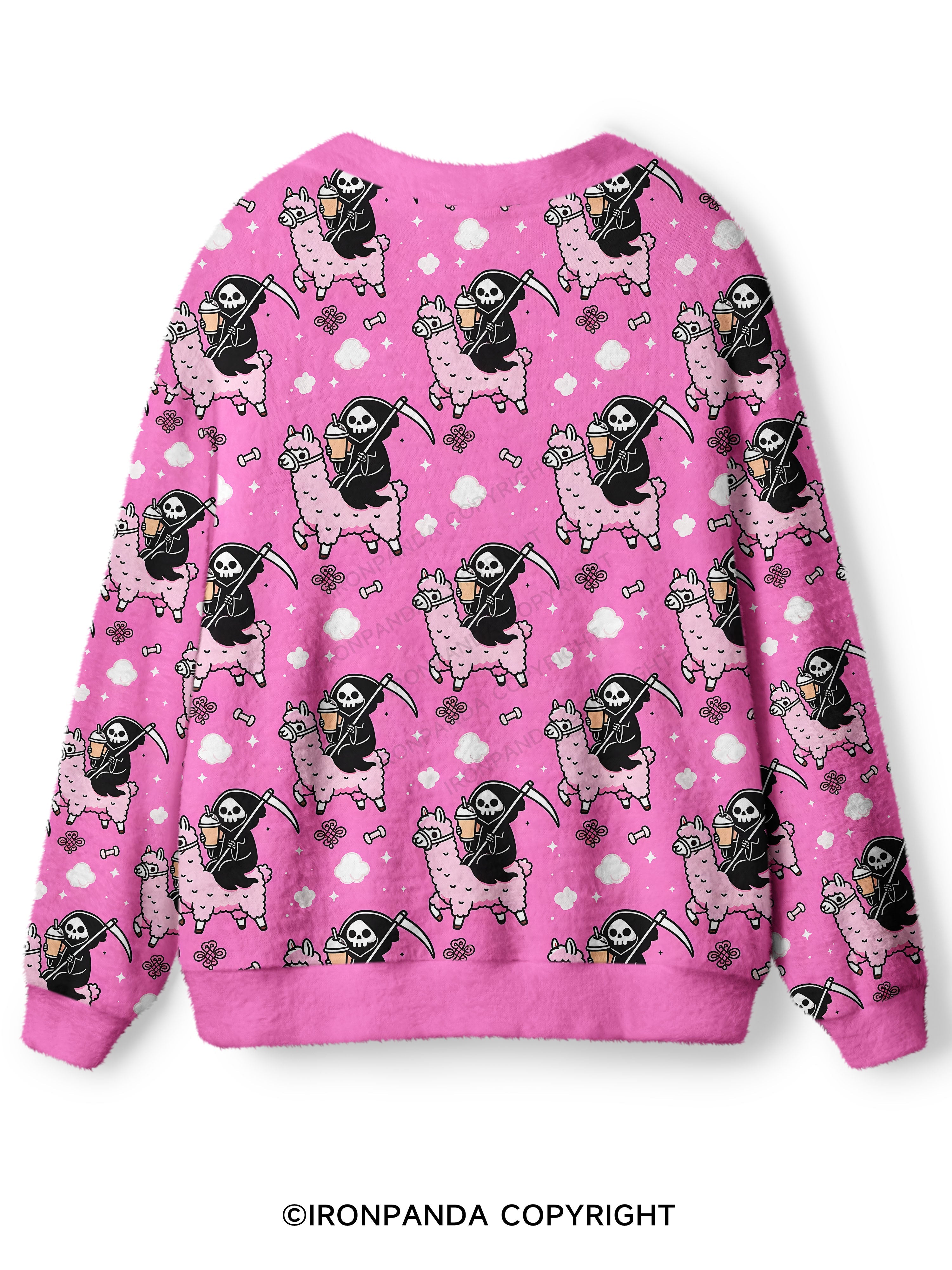 Spooky Cute Alpaca Gym Ugly Cardigan Sweater