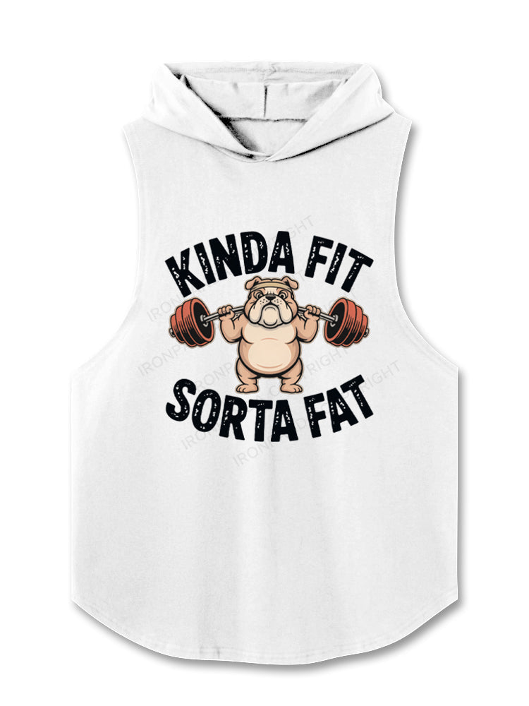 Kinda Fit Sorta Fat Funny Cute Bulldog Hooded Tank