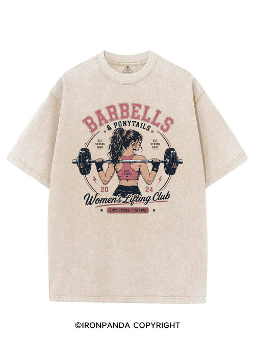BARBELLS & PONYTAILS WOMEN'S LIFTING CLUB LIFT FUEL THRIVE VINTAGE GYM SHIRT