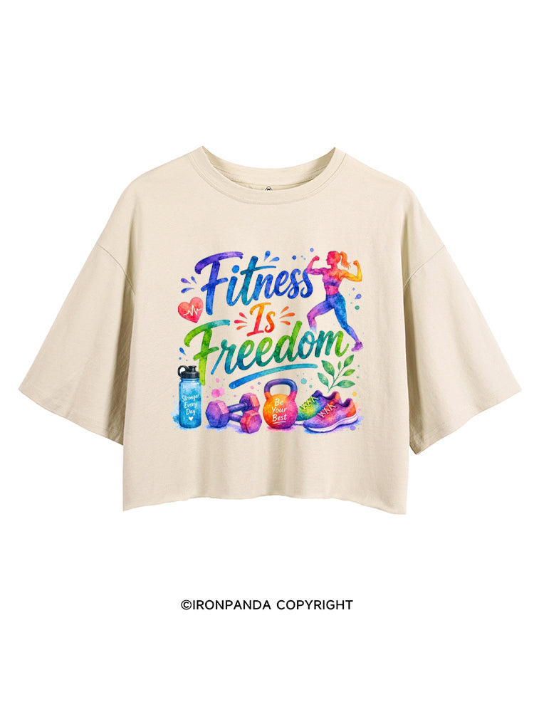 FITNESS IS FREEDOM COLORFUL GYM LIFE CROP TOPS