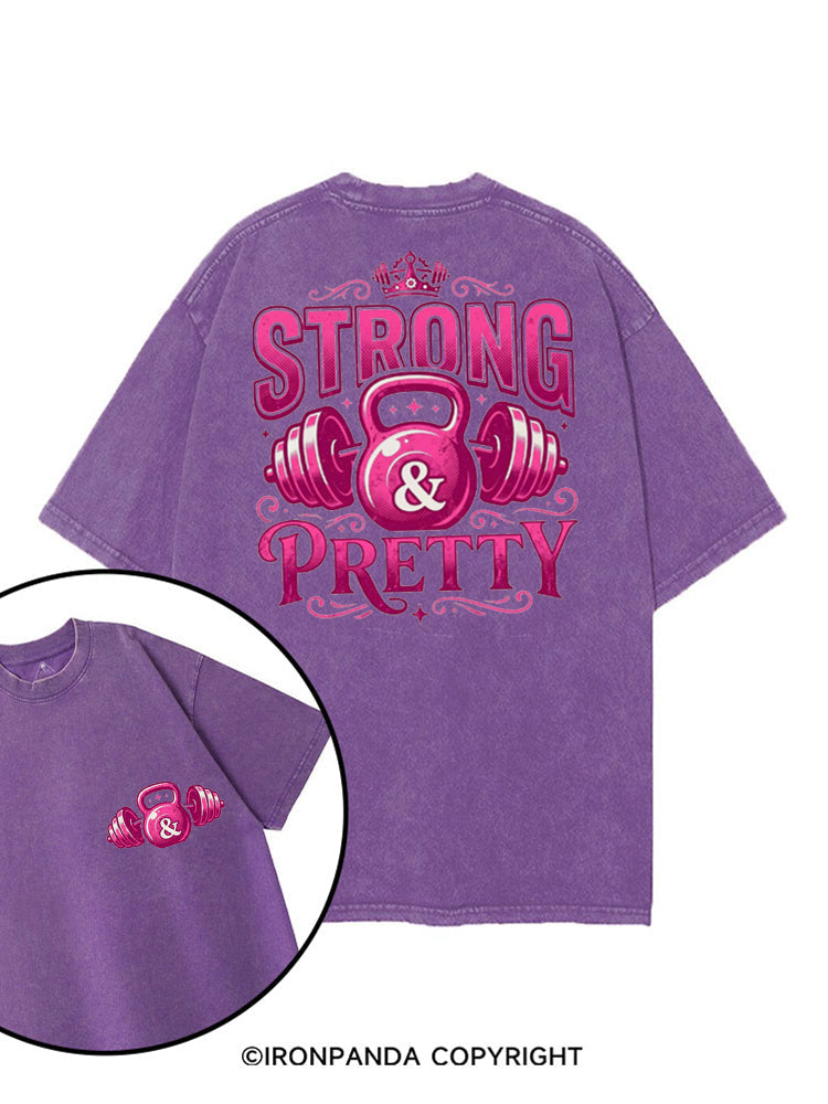 STRONG & PRETTY STRONG VIBES printed Gym Shirt