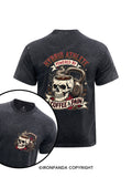 Hybrid Athlete Fitness Skull Kettlebell Workout Printed Washed Gym Shirt