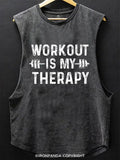 workout is my therapy Scoop Bottom Cotton Tank