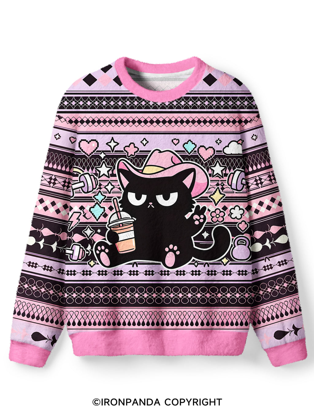 Let's Do This Before My Anxiety Kicks in Cat Ugly Fuzzy Fleece Sweater