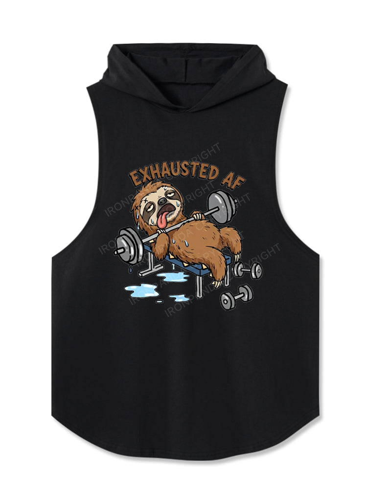 Exhausted Sloth Workout Hooded Tank