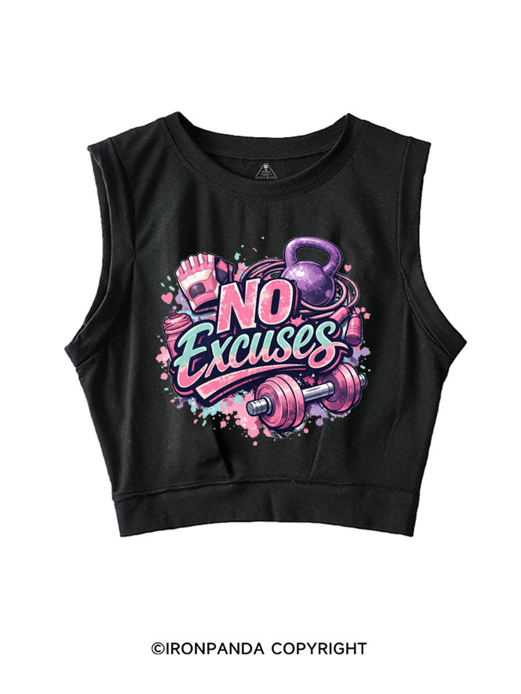 NO EXCUSES GYM ROUTINE SLEEVELESS CROP TOPS