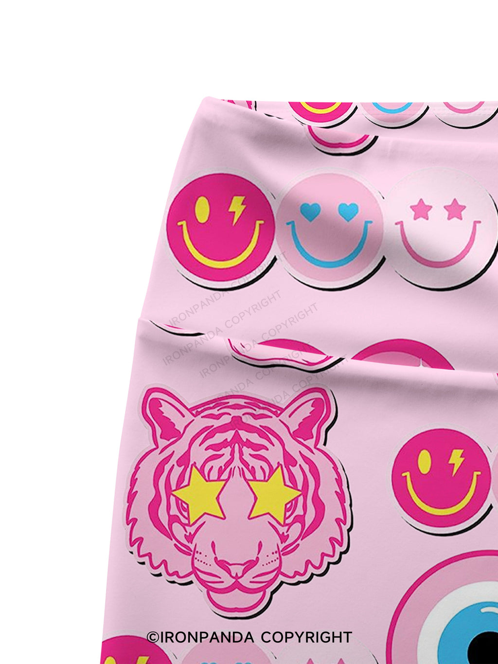 Pink Gym Sticker Bomb Printed Yoga Cycling Shorts