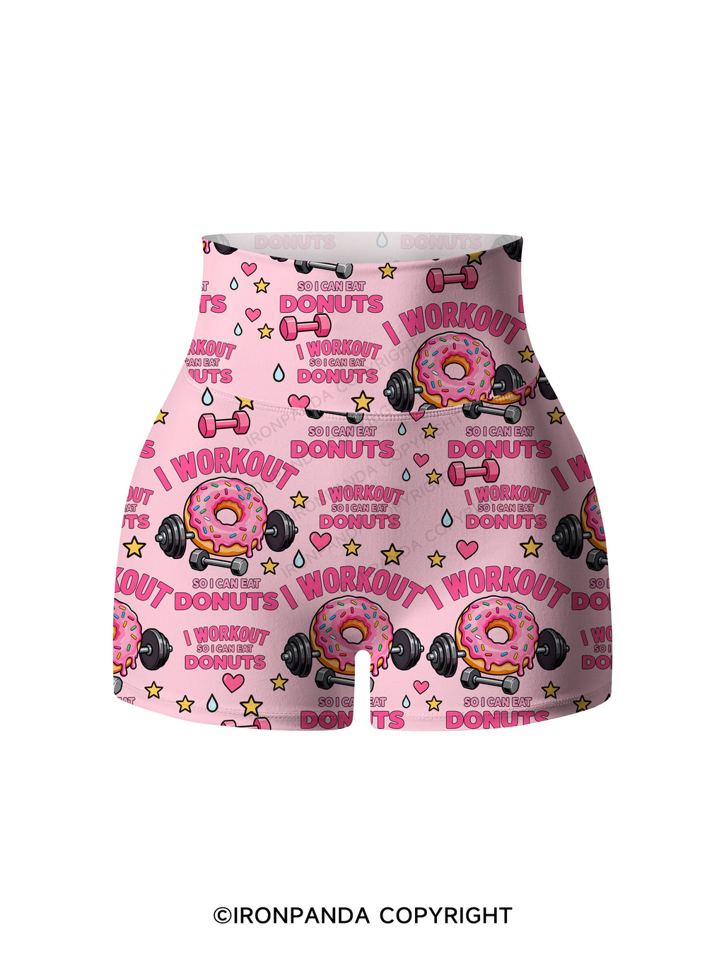 I Workout So I Can Eat Donuts Printed Yoga Shorts