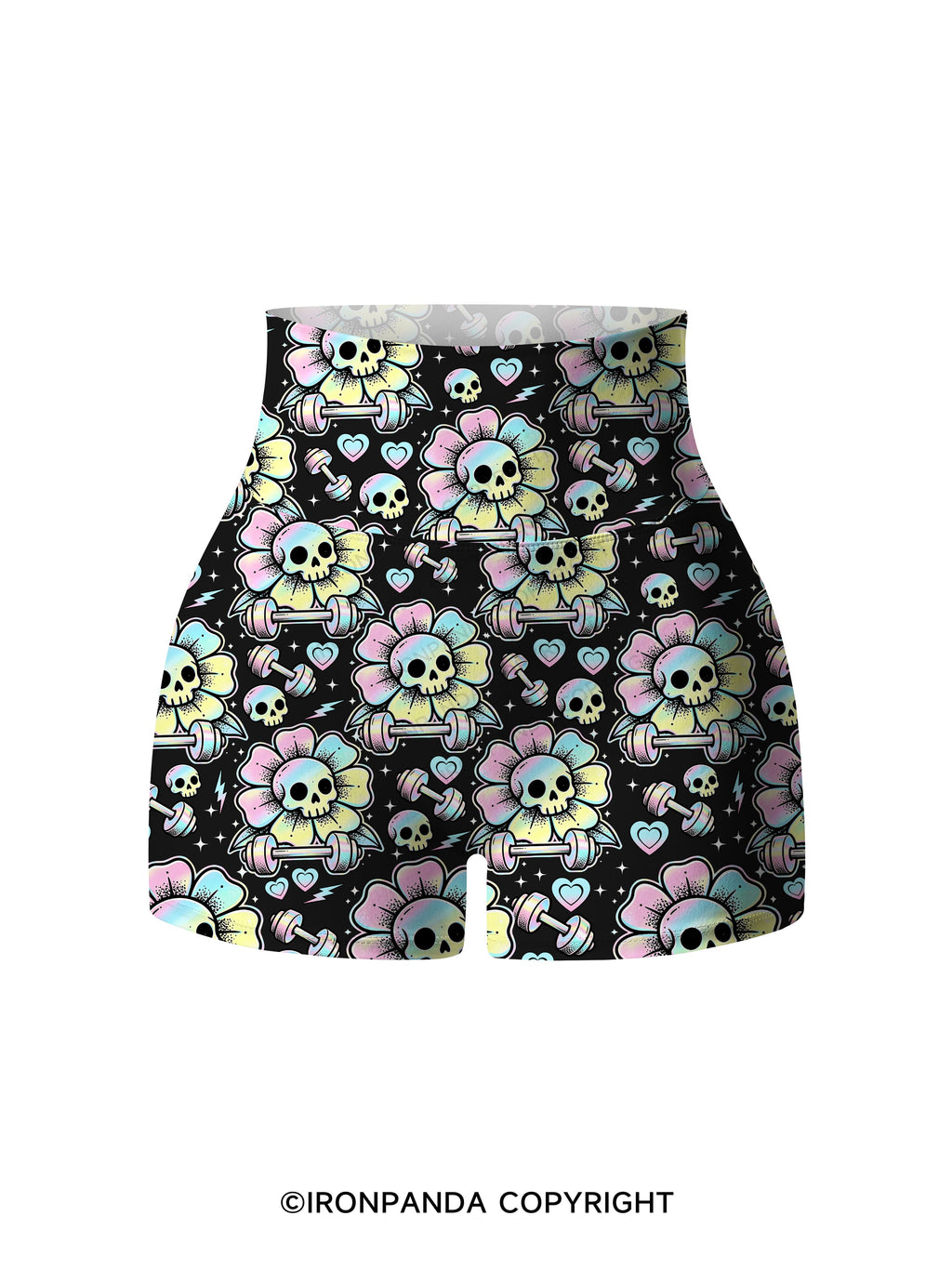 IF I DIE I DIE Skull Printed Yoga Shorts