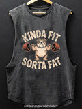 Kinda Fit Sorta Fat Funny Cute Bulldog Scoop Bottom Cotton Tank