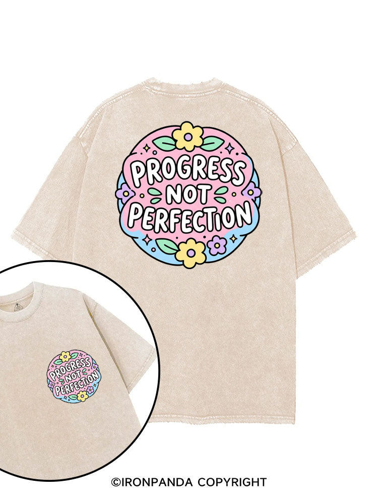 PROGRESS NOT PERFECTION printed Gym Shirt