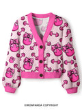 Pink Bow Gym Crop Ugly Cardigan Sweater