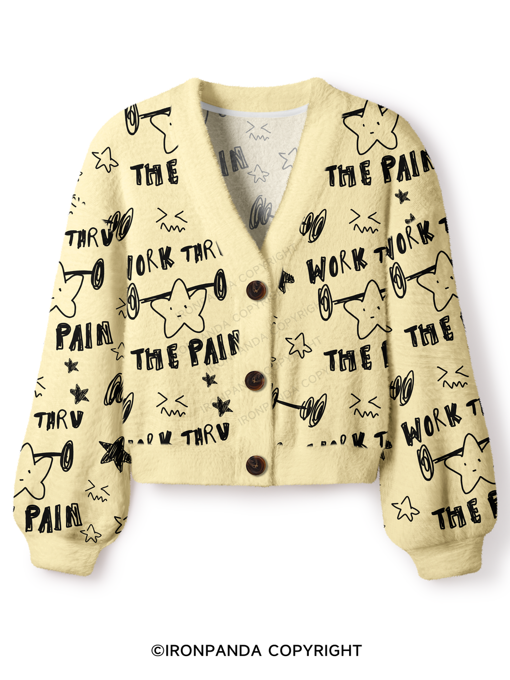 WORK THROUGH THE PAIN Crop Ugly Cardigan Sweater