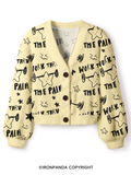 WORK THROUGH THE PAIN Crop Ugly Cardigan Sweater