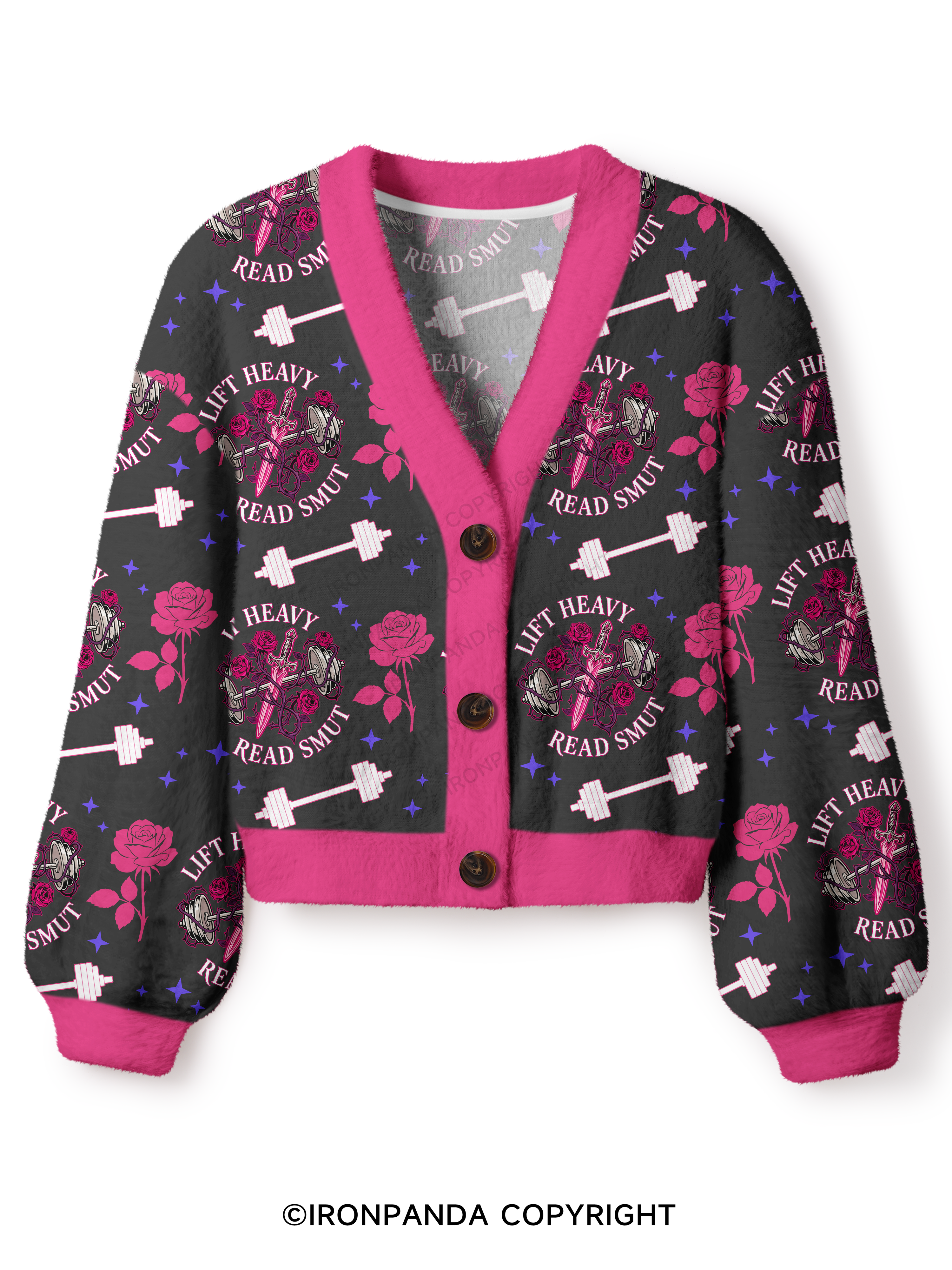LIFT HEAVY READ SMUT Crop Ugly Cardigan Sweater