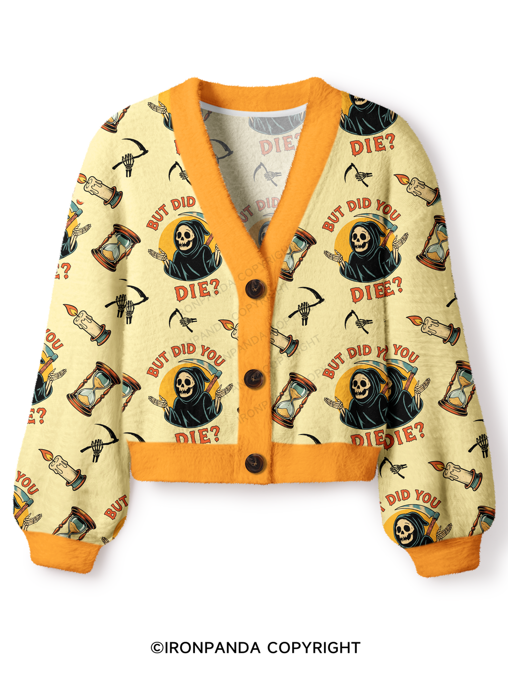But did you die? Ghost Crop Ugly Cardigan Sweater