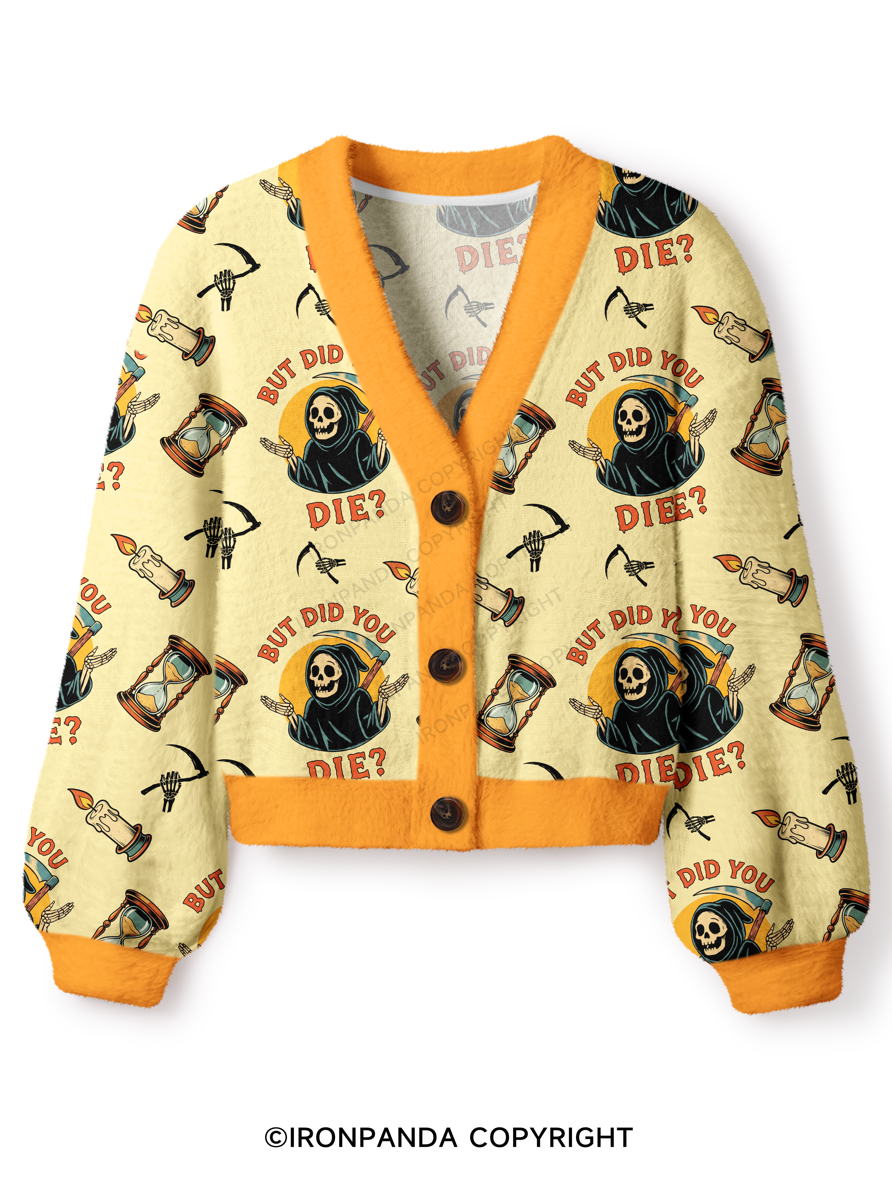 But did you die? Ghost Crop Ugly Cardigan Sweater