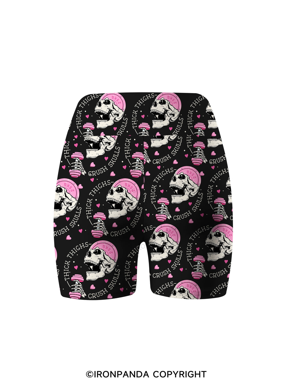 THICK THIGHS CRUSH SKULLS Printed Yoga Cycling Shorts