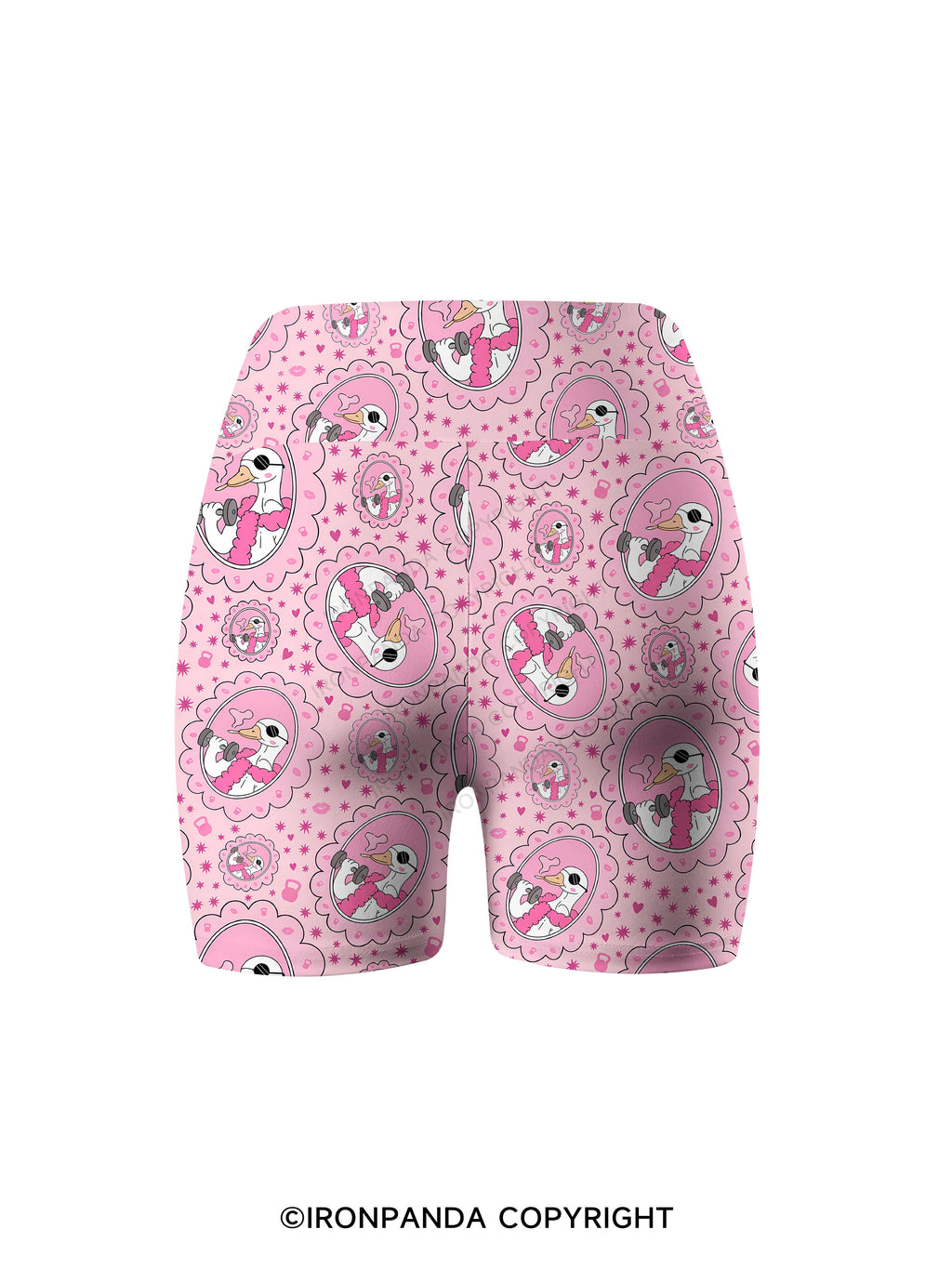 Vintage Frame Gym Duck Printed Yoga Cycling Shorts