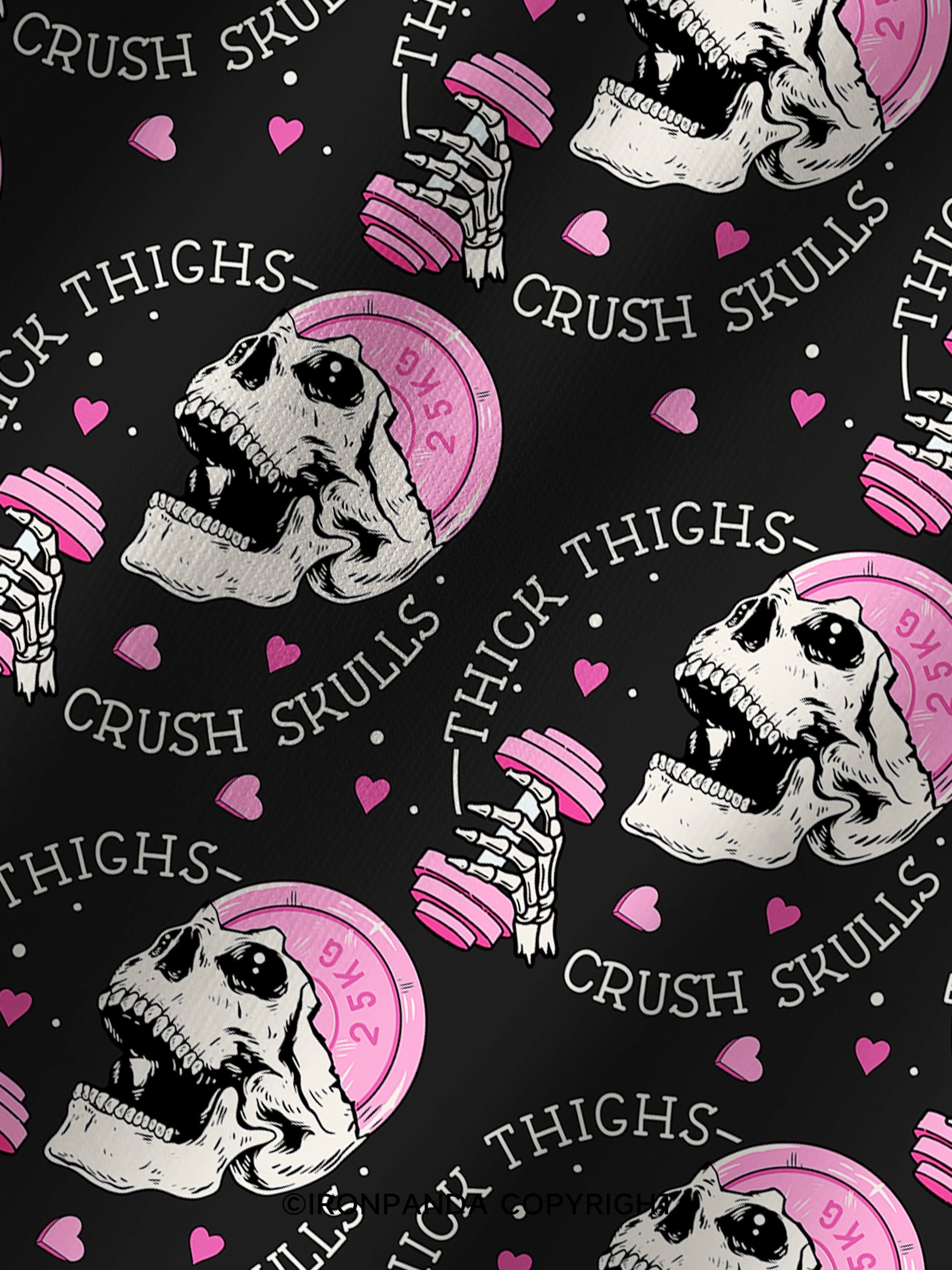 THICK THIGHS CRUSH SKULLS Printed Yoga Shorts