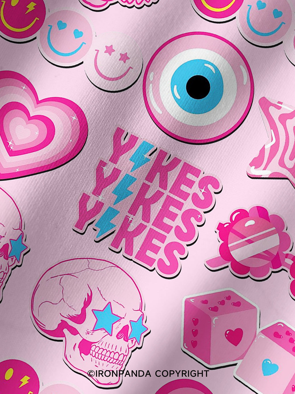 Pink Gym Sticker Bomb Printed Yoga Shorts
