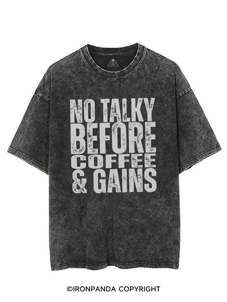 NO TALKY BEFORE COFFEE & GAINS VINTAGE GYM SHIRT
