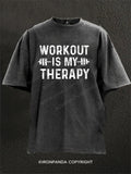 workout is my therapy Washed Gym Shirt