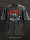 Deadlift Zombie Powerlifting Horror Washed Gym Shirt