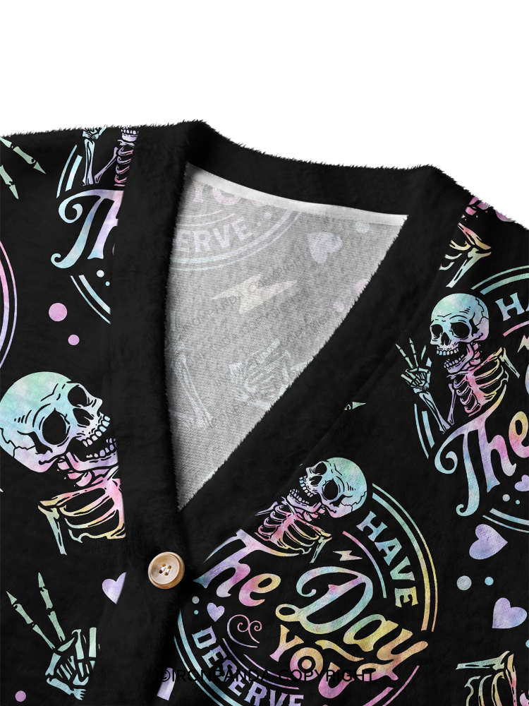 HAVE THE DAY YOU DESERVE Crop Ugly Cardigan Sweater
