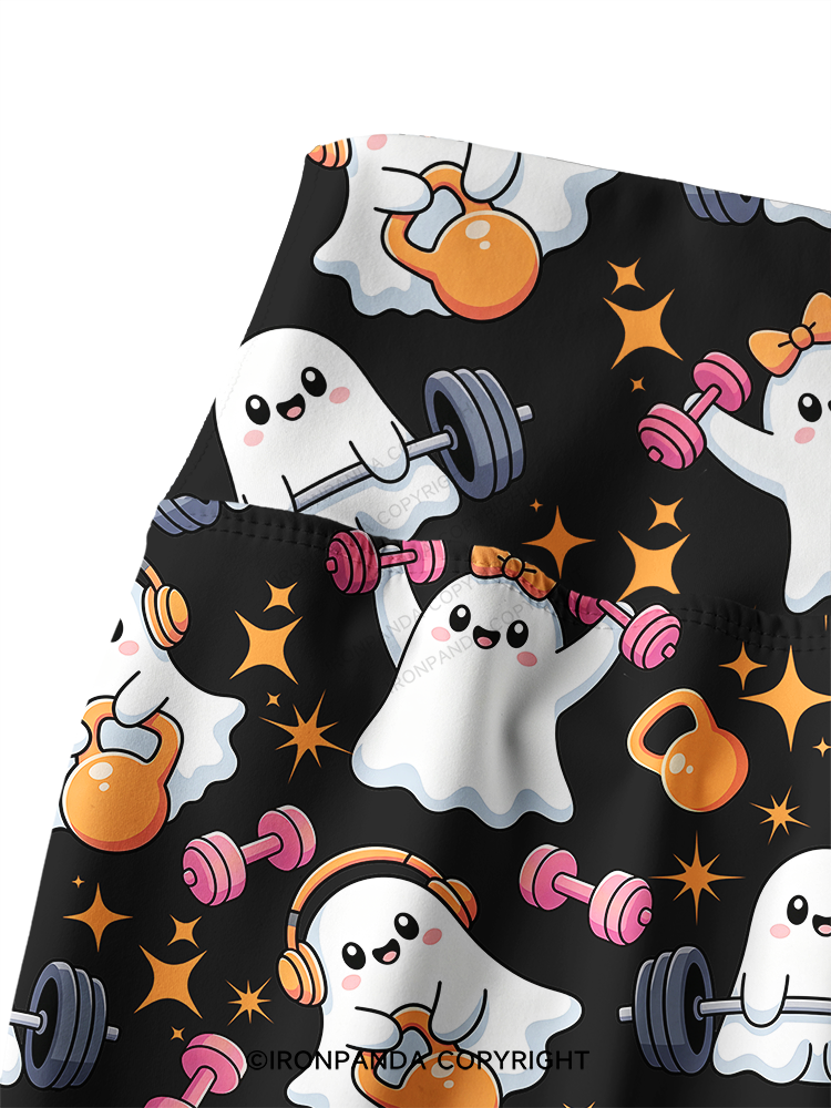 GHOST POWER WORKOUT TIME Printed Yoga Pants