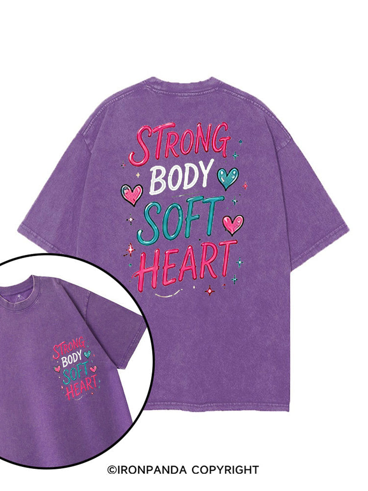 STRONG BODY SOFT HEART SELF-CARE printed Gym Shirt