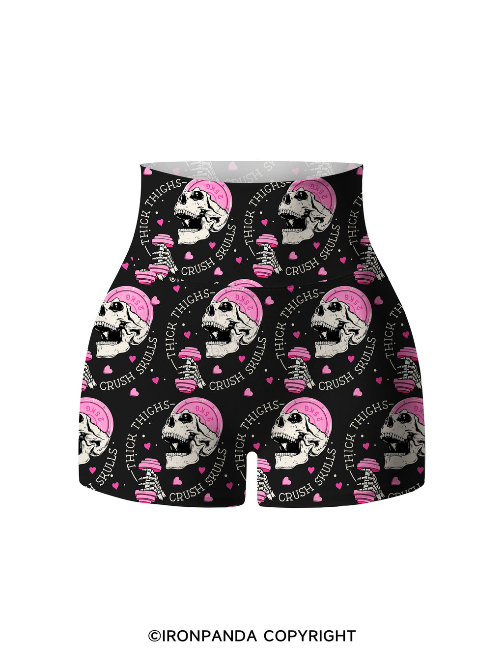THICK THIGHS CRUSH SKULLS Printed Yoga Shorts
