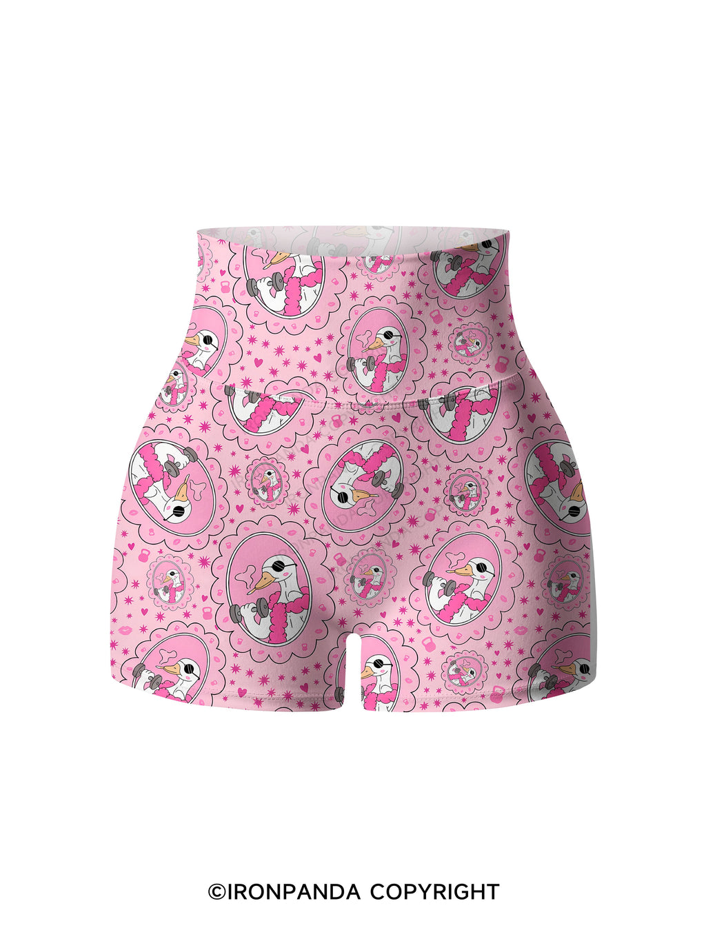 Vintage Frame Gym Duck Printed Yoga Shorts