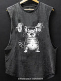 Funny Fat Cat Deadlift Scoop Bottom Cotton Tank