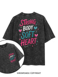 STRONG BODY SOFT HEART SELF-CARE printed Gym Shirt