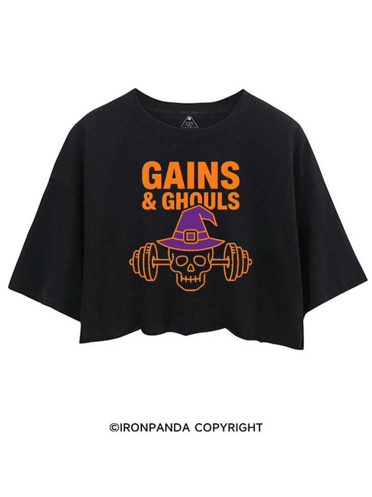 GAINS & GHOULS SKELETON CROP TOPS