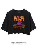 GAINS & GHOULS SKELETON CROP TOPS