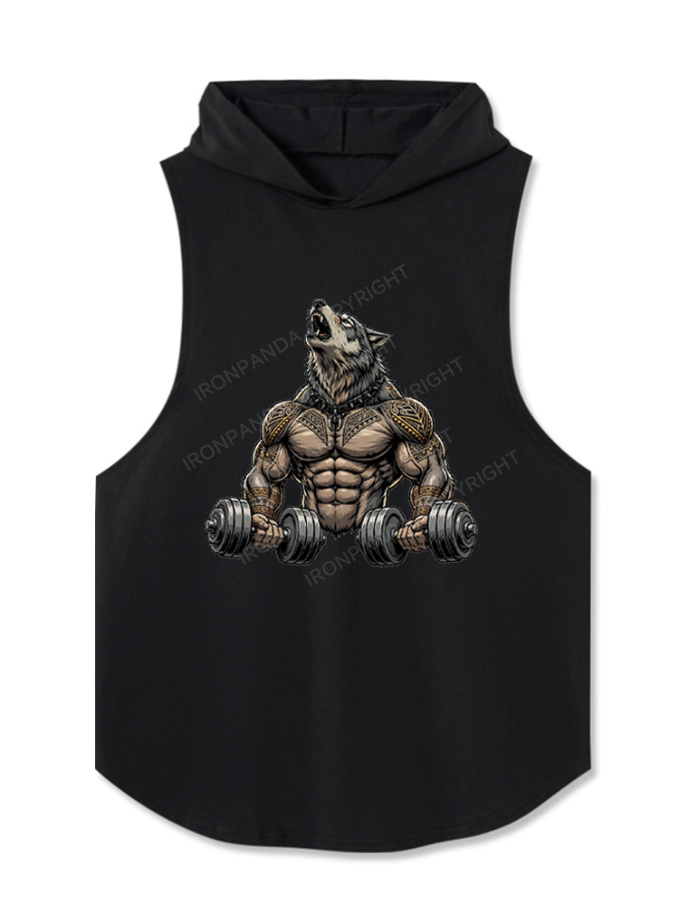 Alpha Wolf Dumbbell Hooded Tank