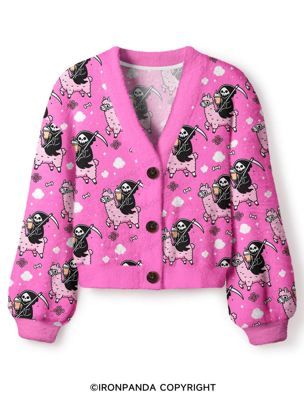 Spooky Cute Alpaca Gym Crop Ugly Cardigan Sweater