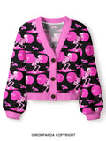 Pink Goth Gym Skeleton Crop Ugly Cardigan Sweater