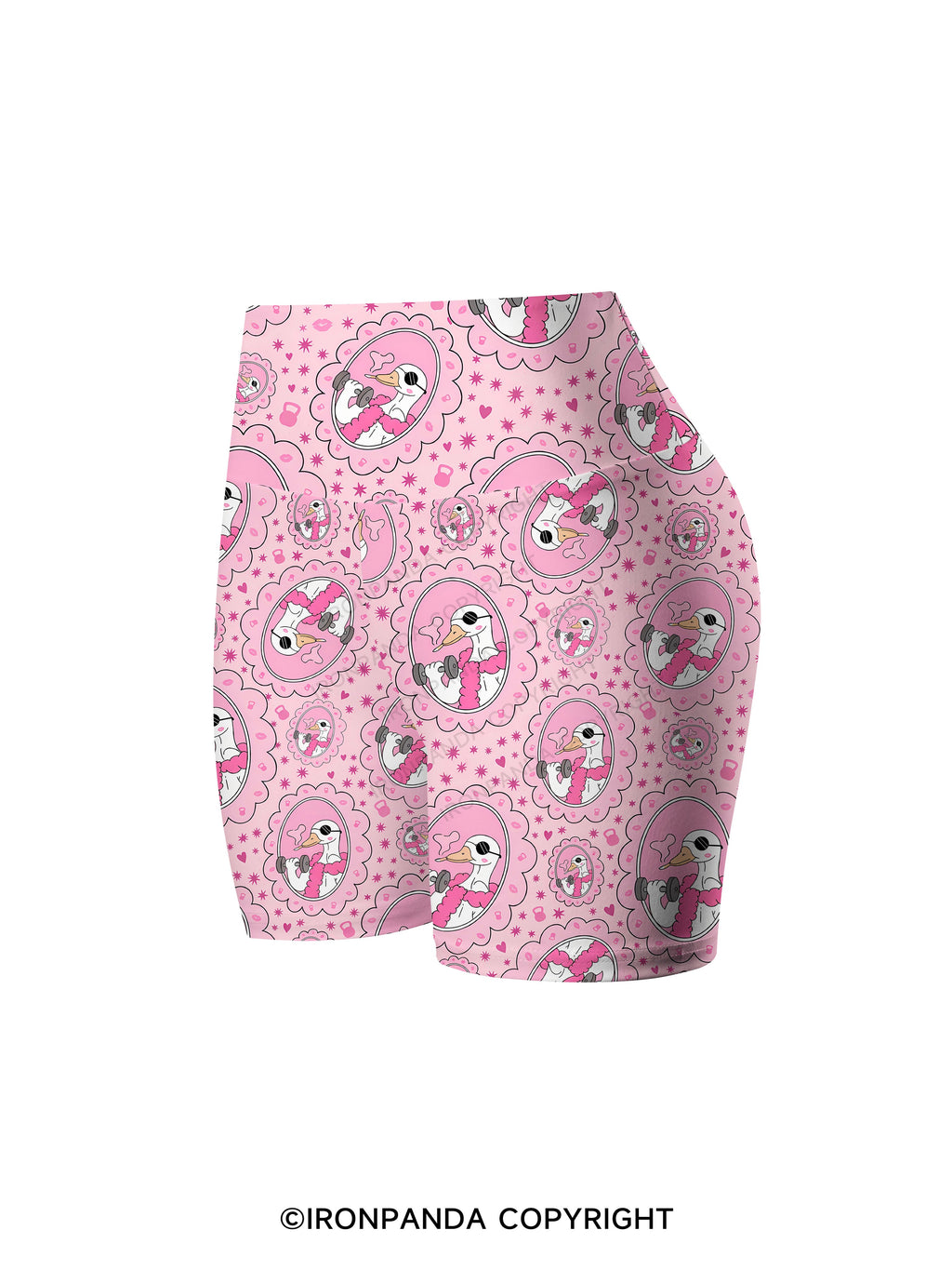Vintage Frame Gym Duck Printed Yoga Cycling Shorts