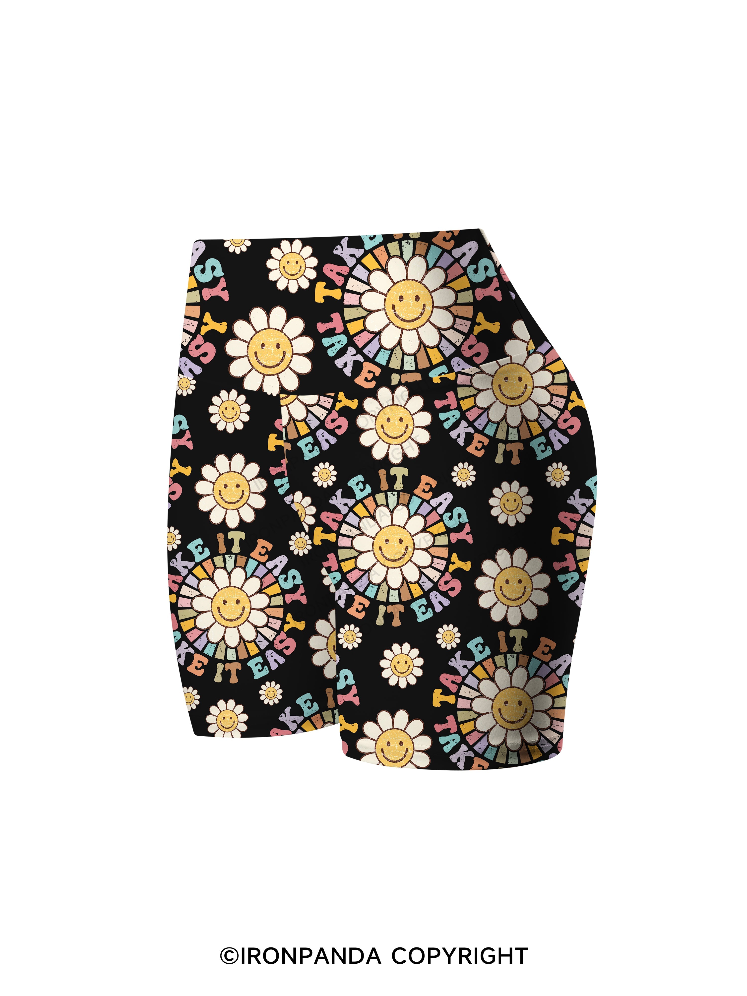 TAKE IT EASY Printed Yoga Cycling Shorts