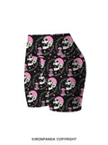 THICK THIGHS CRUSH SKULLS Printed Yoga Cycling Shorts