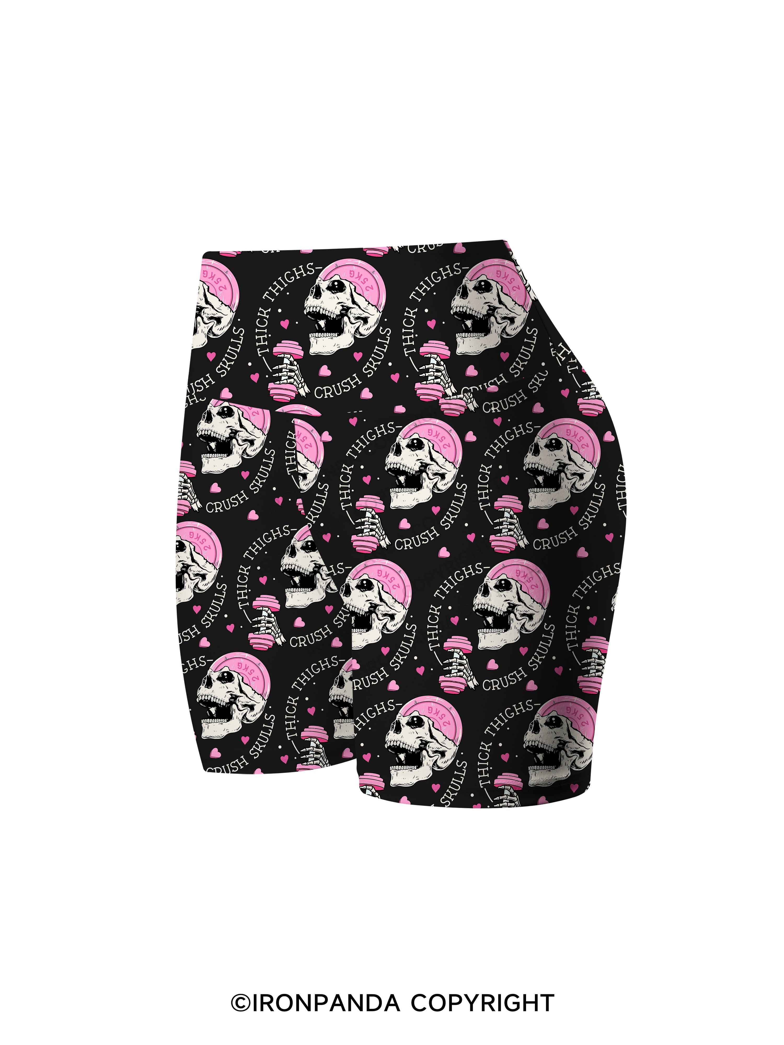 THICK THIGHS CRUSH SKULLS Printed Yoga Cycling Shorts