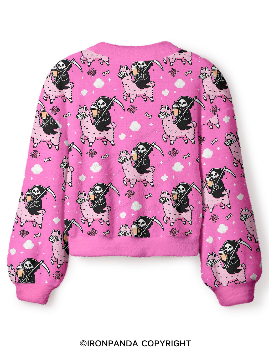 Spooky Cute Alpaca Gym Crop Ugly Cardigan Sweater