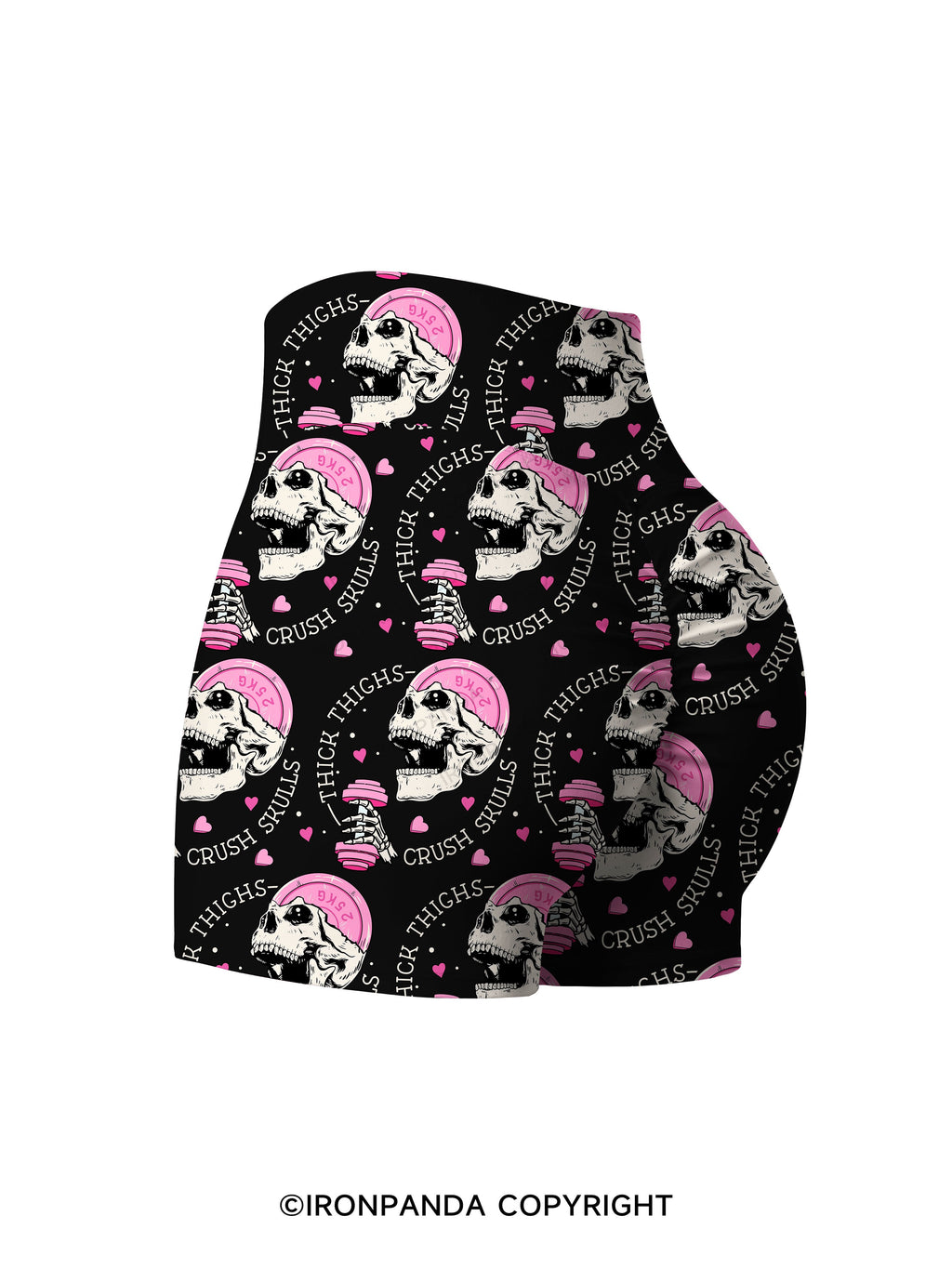 THICK THIGHS CRUSH SKULLS Printed Yoga Shorts