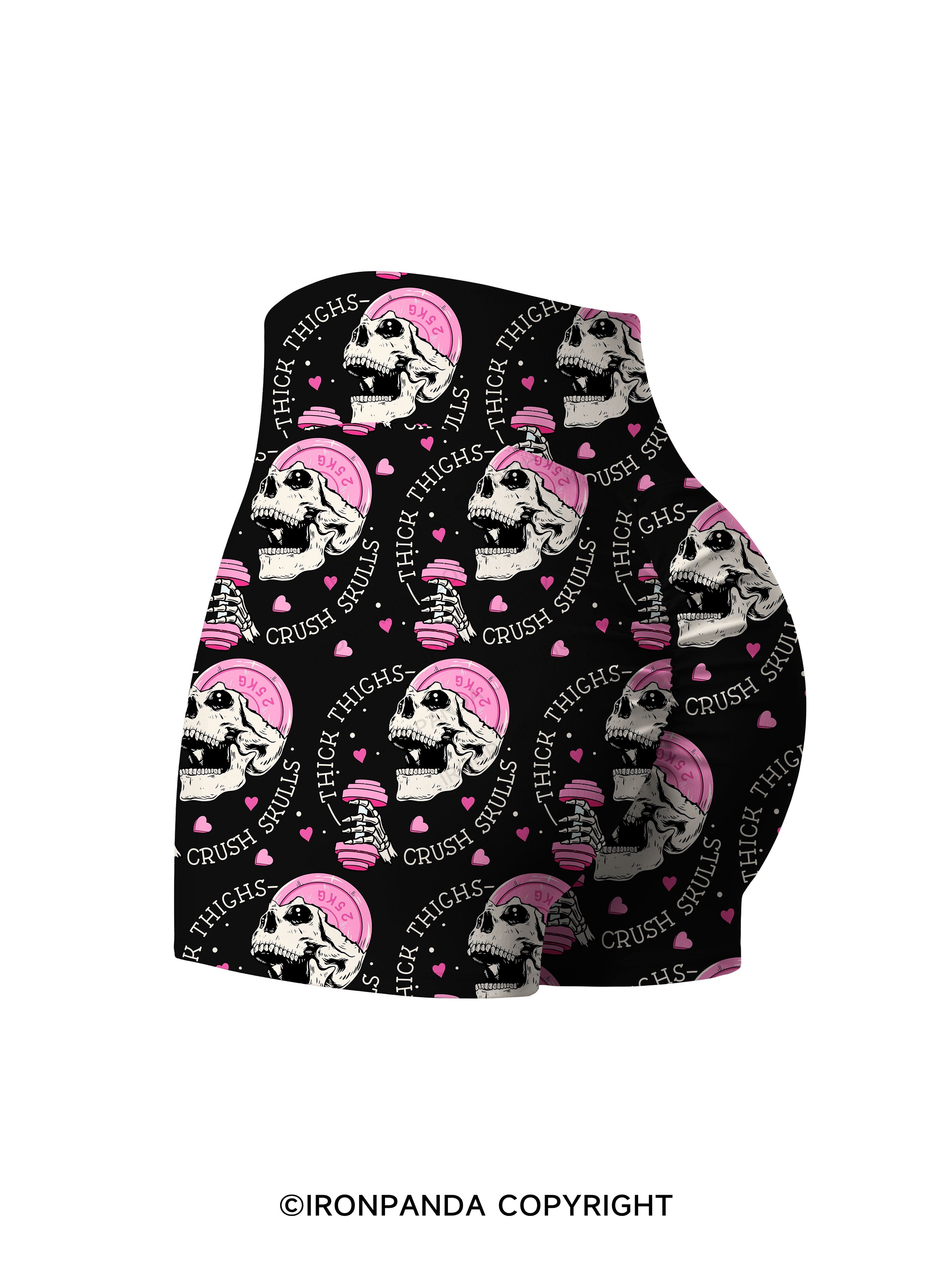 THICK THIGHS CRUSH SKULLS Printed Yoga Shorts