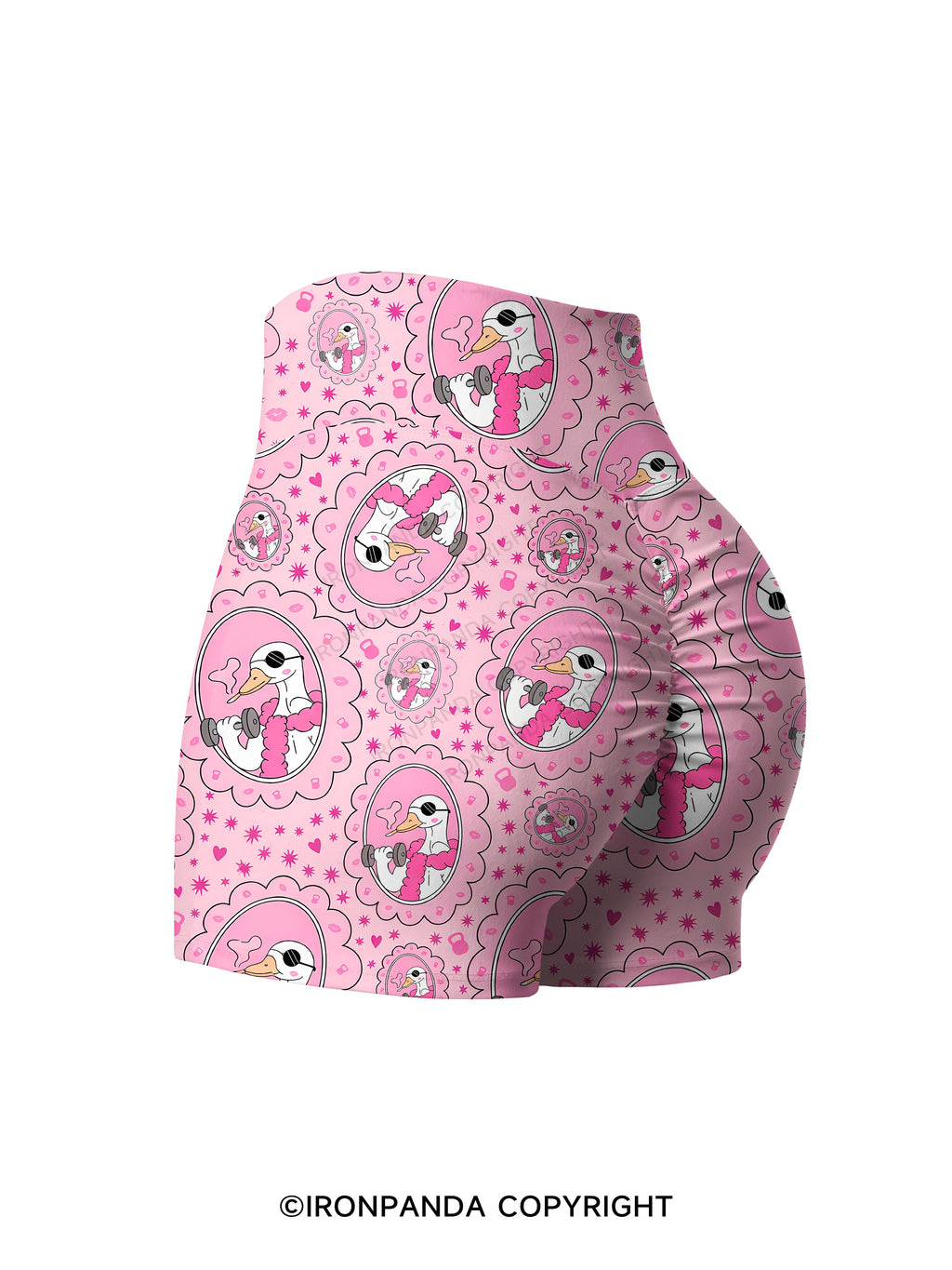 Vintage Frame Gym Duck Printed Yoga Shorts
